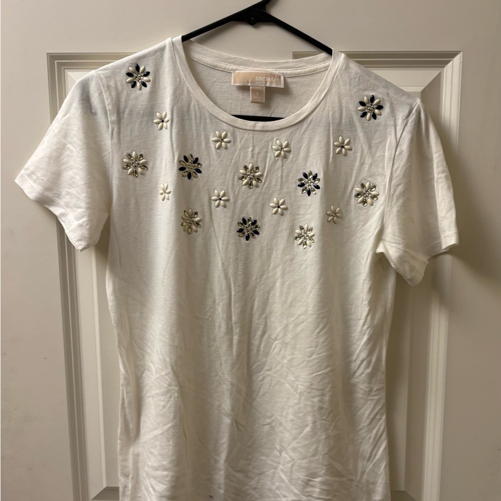 Michael KorsWhite Embellished T-Shirt